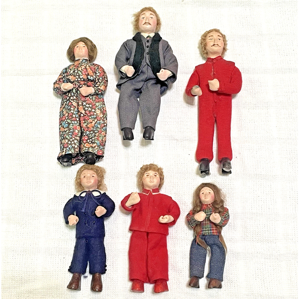 Miniature Dollhouse 6 pc Family 1:12 Ceramic Head Victorian Style Crude Hands